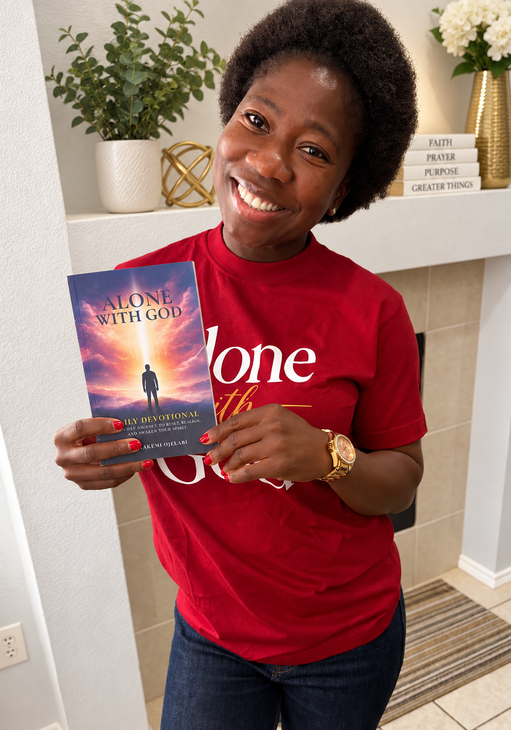 Reader holding the Alone with God devotional